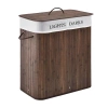 ZYL-100L-DABR | Panier à linge marron | Conteneur de jouets en bambou | Panier à vêtements en bois | Panier à linge à deux compartiments pour la salle de bain
