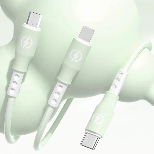 B2-3in1-зелен | USB кабел с три щепсела за зареждане