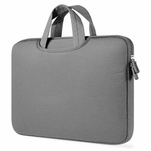 BR04 | 15,6 Zoll Neopren Laptoptasche, Laptophülle mit Tragegriffen und zwei Seitentaschen | grau