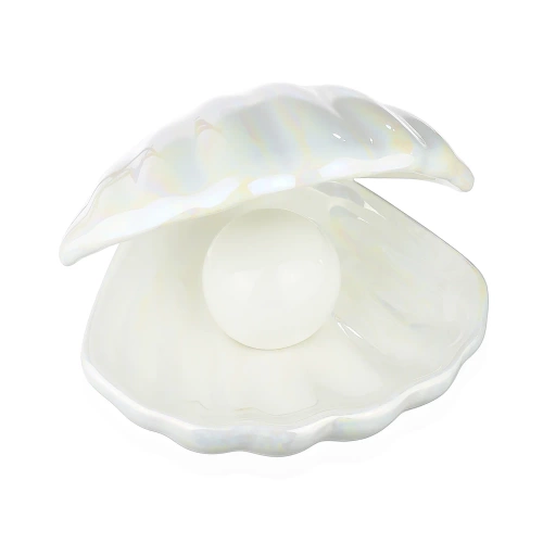BKD-140-BLANC | Lampe LED en céramique | Lampe de nuit en forme de coquille | Lampe de table sans fil