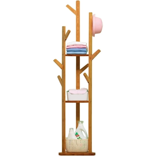 BYY-502-YW | Kledingrek met planken | lichte bamboe