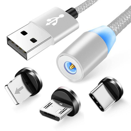 AM23 | 3i1 1M | Magnetisk USB-kabel til opladning af din telefon | Quick Charge 3.0 2.4A