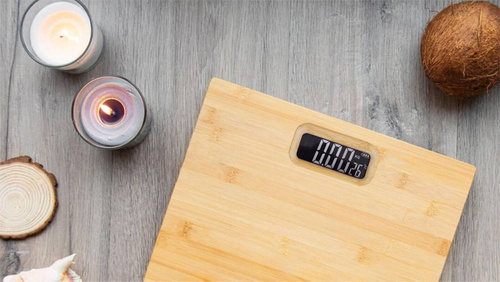 HD-2009 | Natural bamboo bathroom scale with thermometer | LED display