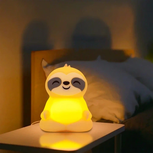 LED silikónové nočné svetlo Sloth | Prenosná detská lampa 9 farieb svetla | JL-243