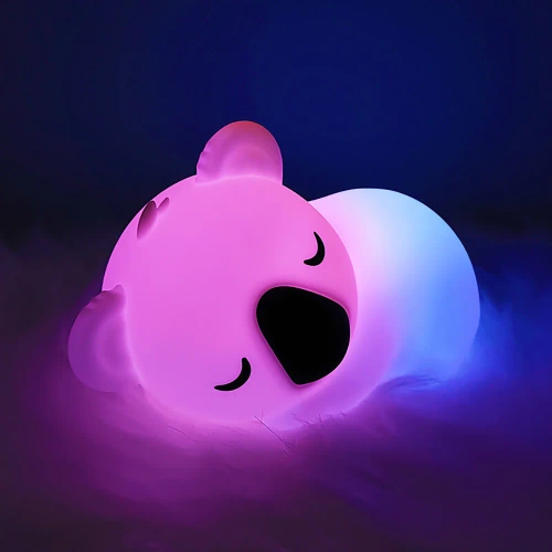 Luz Noturna LED de Silicone em Forma de Coala | Luminária Infantil Portátil com 9 Cores de Luz | JL-708