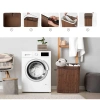 RYL-100L-DABR | Panier à linge marron | Conteneur de jouets en bambou | Panier à vêtements en bois | Panier à linge à deux compartiments pour la salle de bain