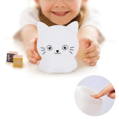 Silicone LED Night Light Kitty | Portable Children's Lamp 9 Light Colors | USB Rechargeable Lamp | JL-228