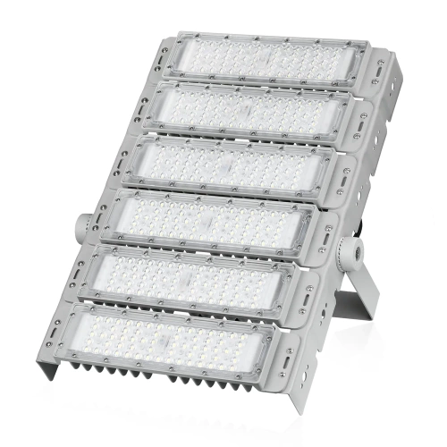 LED-Flutlichtstrahler | 300 W | für Sporthallen, Industriehallen, Haus | Aluminiumgehäuse | mit verstellbarem Halter | TMN-300W-SILVER