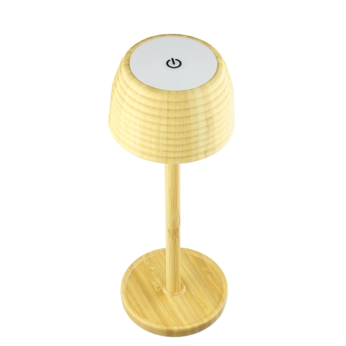 Bambusová LED stolová lampa s dotykovým ovládaním farieb | Bezdrôtová nočná lampa so vstavanou 1500 mAh batériou, USB-C | YG-VM41B