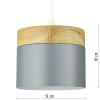 Hanglamp met houten element | Scandinavisch minimalistisch design met E27 plafondfitting, geschikt voor woonkamer, slaapkamer | grijs | YG-XD003-GY