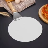MD-120-SILVER | Steel pizza peel | Bread and baking shovel | Round stove spatula 