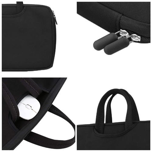 Laptoptasche aus Neopren | geeignet für 15,6 Zoll, mit Tragegriffen, zwei Seitentaschen | schwarz | BR04