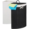 AYL-60L-NEGRU | Coș negru pentru rufe | Recipient de jucării din bambus | Coș de rufe din lemn |. Coș de rufe cu un singur compartiment pentru baie | Coș de colț