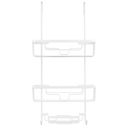 MJ2568-BLANC | Etagère de salle de bain en métal | Etagère de douche blanche sur la fenêtre de la cabine