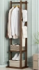 BYY-505-RW | Clothes rack with shelves | dark bamboo
