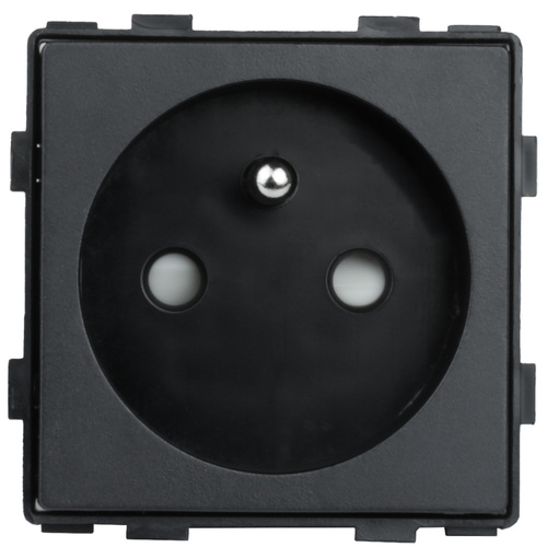 SC80-4 | Set van viervoudig frame + 4x stopcontact met aarding 230V | Gehard glas | Zwart