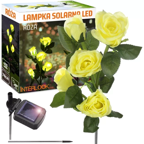 FLD-35-ŽLUTÁ | LED solární zahradní lampa Žluté růže | 74 cm, 600 mAh