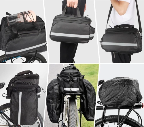 Vodotesný brašňa na bicykel do kufra 27 l | Brašna na bicykel s pláštenkou a reflexnými prvkami | Odolná brašňa na bicykel 3 v 1 | ZTB-670
