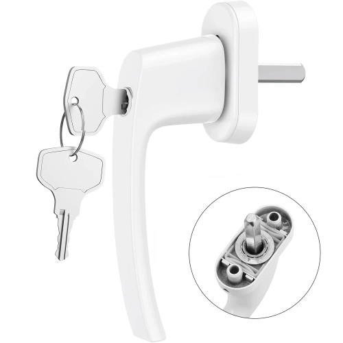 Maçaneta de porta com fechadura com chave | Branco | FH-D12-BRANCO