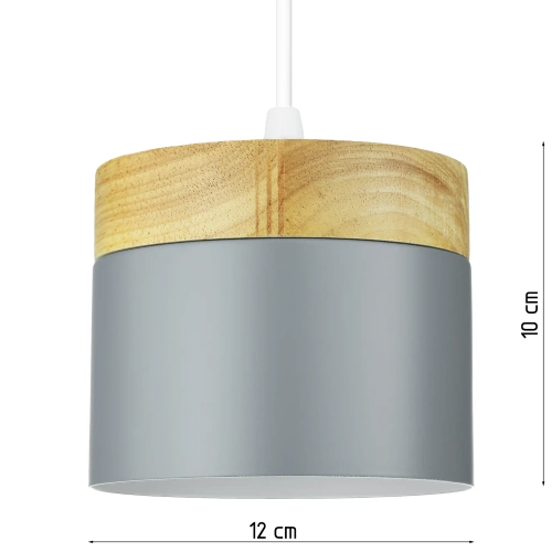 Lampada a sospensione | elemento in legno | stile scandinavo minimalista con portalampada a soffitto E27 per soggiorno e camera da letto | grigio | YG-XD003-GY