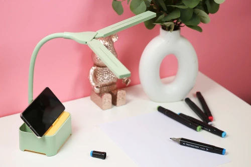 TDL-126-GROEN | Kinderbureaulamp | LED-lamp met organizer en telefoonhouder | Een bureaulamp met de mogelijkheid om de lichtkleur te veranderen