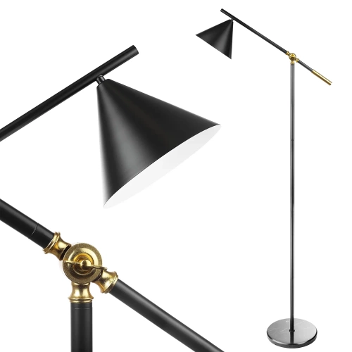 Stehlampe mit verstellbarem Arm | Stilvolle Lampe mit E27-Gewinde | DYT-163-SCHWARZ
