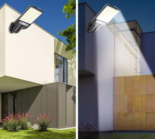 LD-616B-72COB | Lampe solaire de jardin avec capteur crépusculaire et mouvement | IP65, 72 LED COB, télécommande IR