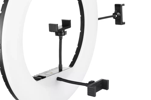 YQ-480B | Potente lampada ad anello con regolazione fluida del colore e dell'intensità della luce con treppiede da 195 cm | 3 portacellulari, borsa