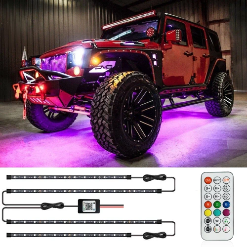 Світлодіодне освітлення днища | Гнучкі RGB стрічки | З’єднання Bluetooth із телефонною програмою | Довжина ремінця: 90 см x 2 та 120 см x 2