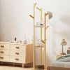 BYY-502-YW | Clothes rack with shelves | light bamboo