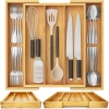 Cutlery Organizer | Bamboo, Adjustable XL Insert for Drawer with 5 Compartments | KBT-G513
