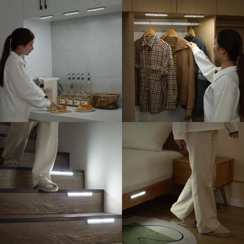 C1565-FEHÉR | Vezeték nélküli, szekrény alatti lámpa mozgás- és szürkületérzékelővel | Mágneses éjszakai lámpa a tér megvilágítására |