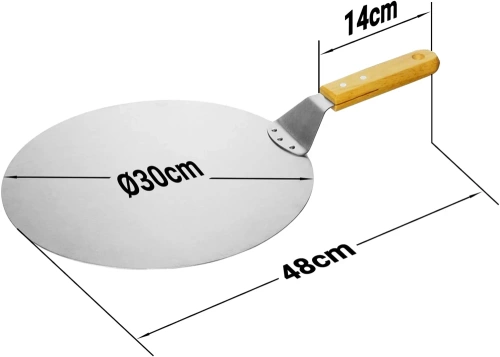 MD-120-SILVER | Coji de pizza din oțel | Pâine și lopată pentru copt | Spatula rotunda pentru aragaz