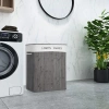 ZYL-100L-СИВ | Сив кош за пране | Бамбуков контейнер за играчки | Дървена кошница за дрехи | Кош за пране за баня с две отделения