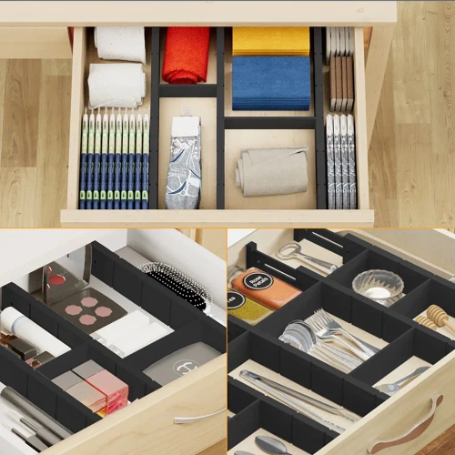 Organizzatore per cassetti per mobili | Separatore per cassetti regolabile | Separatore in bambù con 9 divisori | Modello KBT-B615