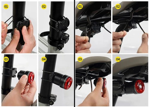 Lumină inteligentă spate pentru bicicletă | Iluminare LED cu senzor de frână | Lumină spate pentru bicicletă cu LED, impermeabilă IP65, cu funcție de frânare și încărcare USB | WD-SR