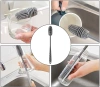 TLH-012-GRIS | Longue brosse de lavage de bouteilles en silicone | Lave-verre