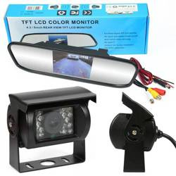 2v1 | PZ702 PZ470 | Set - 18IR 12-24V cúvacia kamera s 4,3" LCD TFT monitorom v spätnom zrkadle