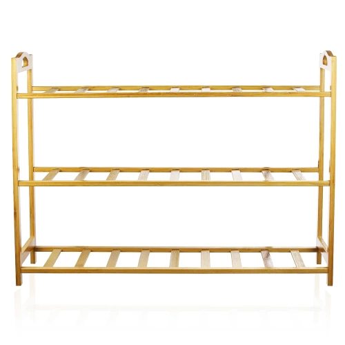 NML-685 | Houten schoenenkast met drie planken | Ecologische, stabiele hallenorganizer | Plank, schoenenstandaard