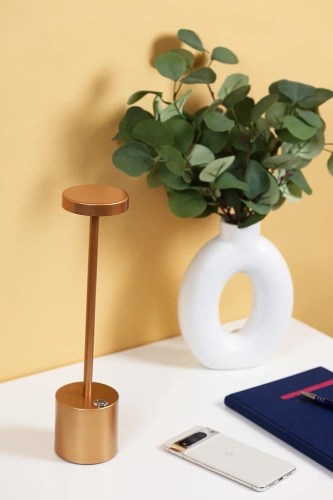 HJA28-ROSEGOLD-2 | 34 cm Tafellamp met ingebouwde batterij | Nachtlamp met drie kleuren licht | Sfeerlamp voor hotel of restaurant