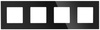 SC80-4 | Set of quadruple frame + 4x 230V earthed plug socket | Tempered glass | Black