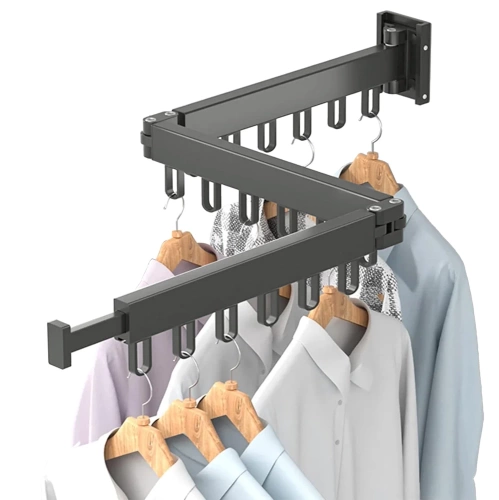 LYJ-T90-GRAY | Foldable clothes hanger | Foldable dryer | Wall rail with hooks