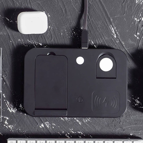 WD-04 | Dokovací stanice pro Apple iPhone AirPods Watch | 15W bezdrátová nabíječka pro telefon a sluchátka | Cestovní verze