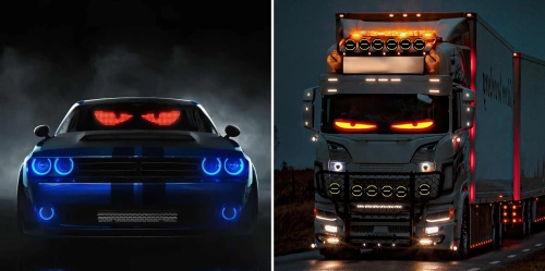 Programuojamas LED ekranas automobiliui ir sunkvežimiui | 70x173 mm | individualūs užrašai ir animacijos | HRP-1632