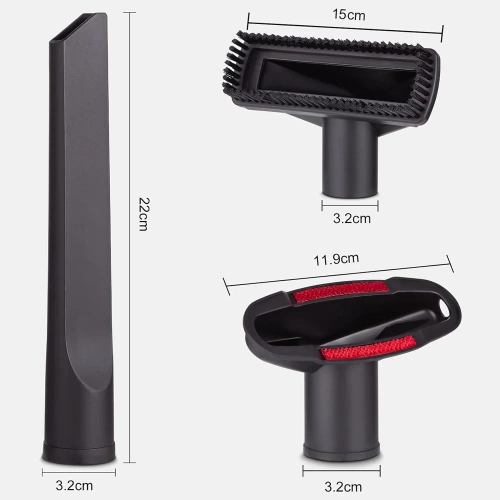 VCA-5in1-BLACK | Set of vacuum cleaner tips | Universal vacuum cleaner nozzles