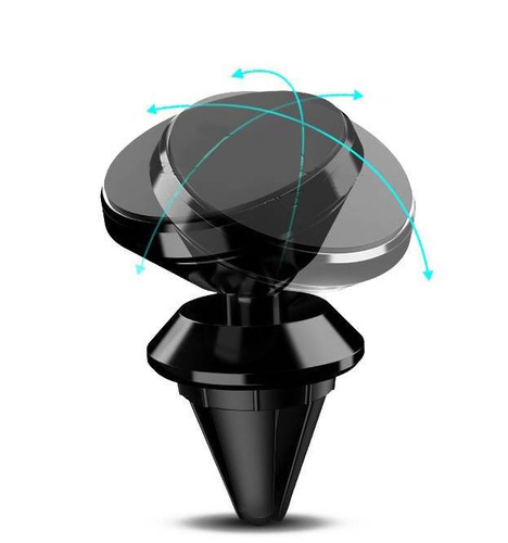 M048-Sort | Magnetisk telefonholder i aluminium | 2 bakker medfølger