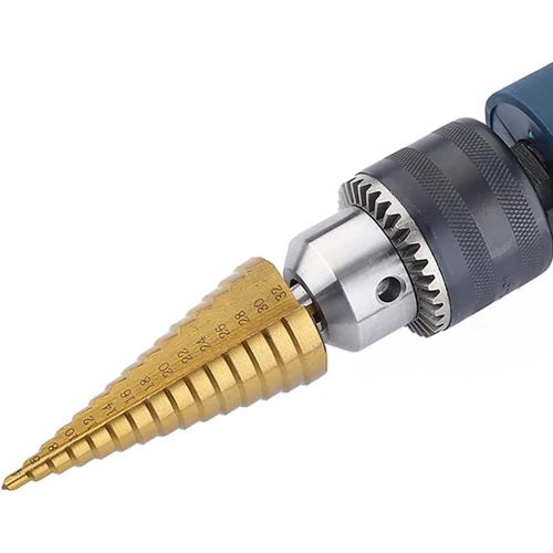 SDS-3PZ-ORO | Set di 3 punte coniche | Punte a gradini HSS