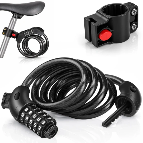 Bicycle combination lock | 100 cm security cable | 5-digit bike lock | anti-theft steel cable | BLC-566