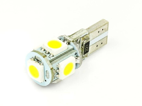 WW Auto LED žárovka W5W T10 5 SMD 5050 CAN BUS Teplá bílá