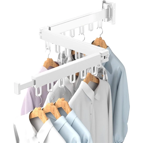 LYJ-T90-BIANCO | Appendiabiti pieghevole | Asciugatrice pieghevole | Guida a muro con ganci